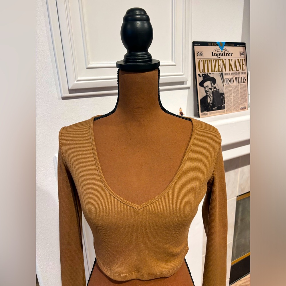 Princess Polly brown cropped top in size 4 great condition!